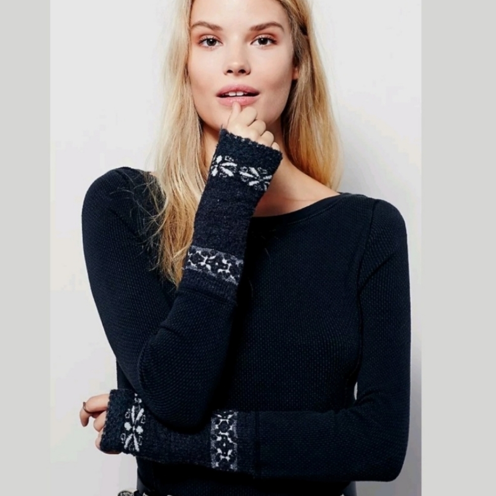 Free People Rosey Knit Cuff Longsleeve Thermal